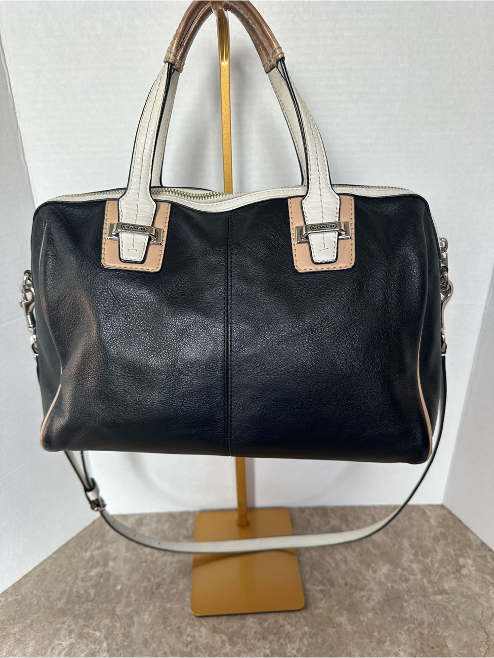 COACH Taylor Spectator Black Leather Satchel Crossbody Bag Chic Classic F27027 - Picture 7 of 13